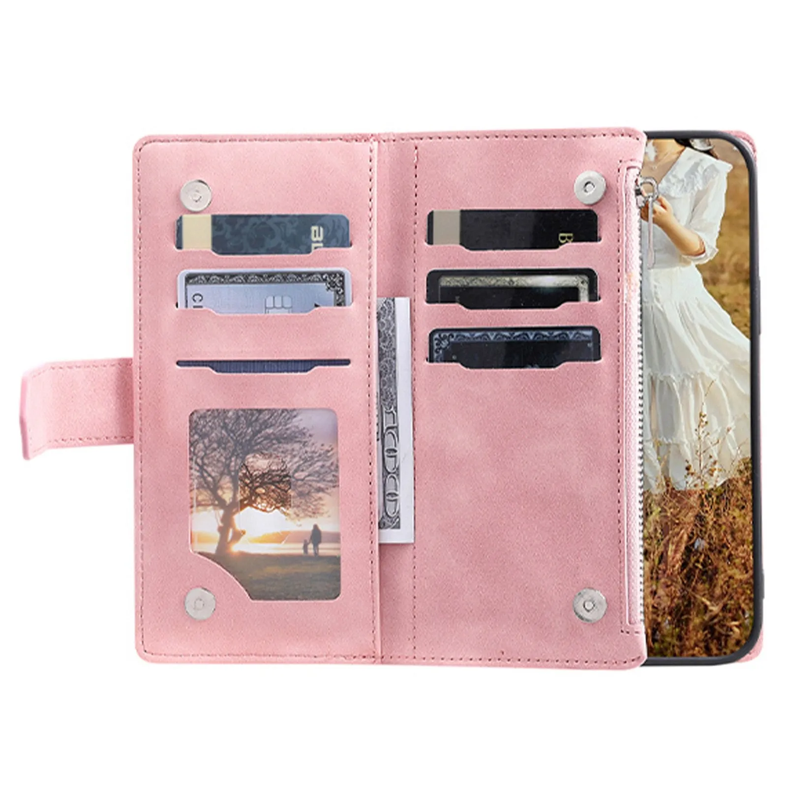 005 Style For iPhone 14 Pro Max 6.7 inch, Drop-proof Phone Flip Wallet Case Stand PU Leather Rhombus Texture Zipper Pocket Anti-scratch Cellphone Cover with Strap