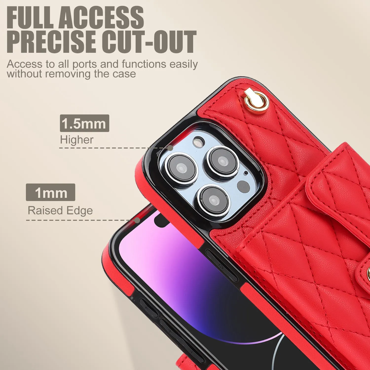 026 For iPhone 15 Pro RFID Blocking Card Holder Phone Case PU Leather TPU Kickstand Cover with 2 Straps