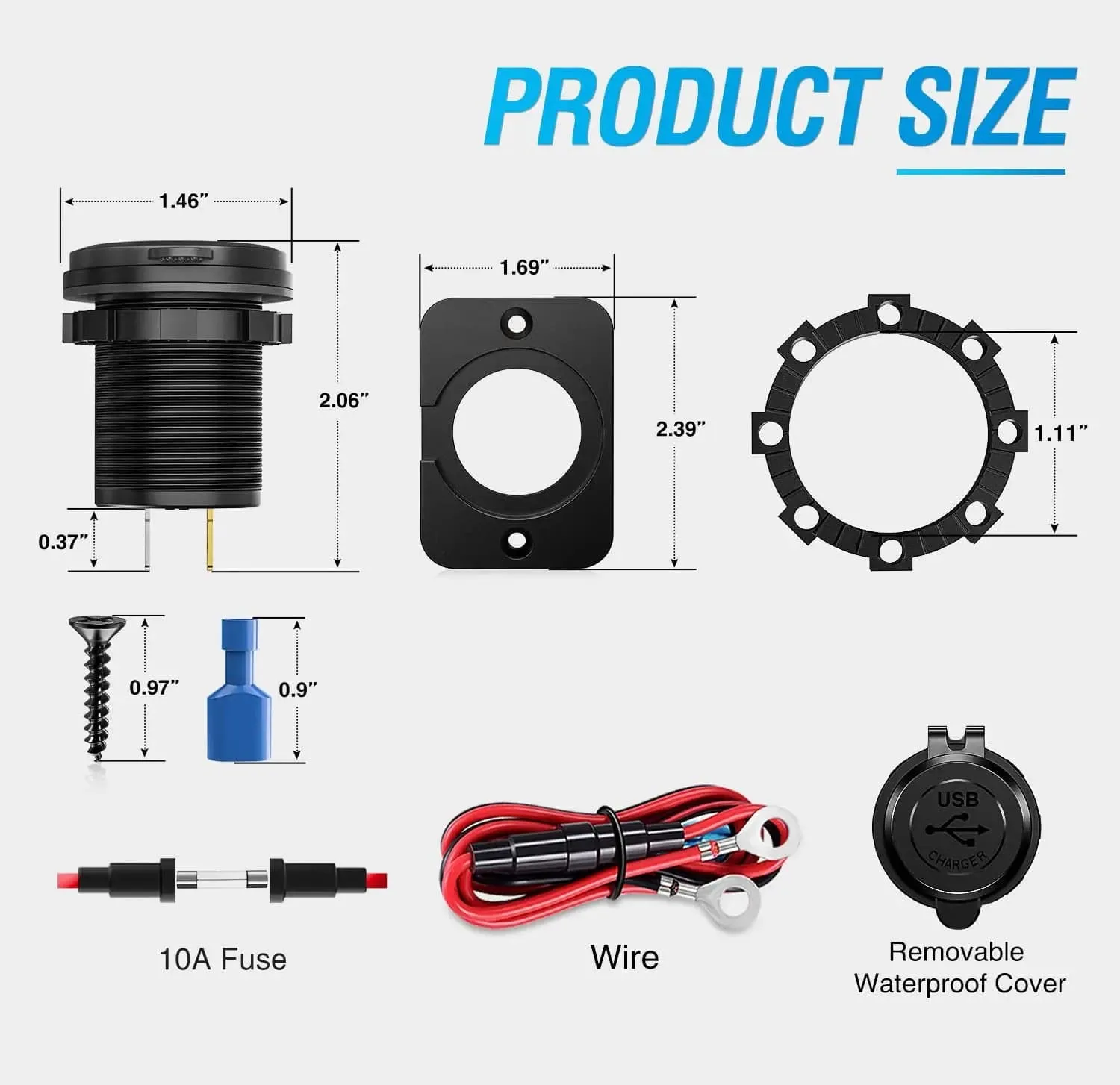 2Pcs 5V 4.8A Dual USB Output Car Charger with LED Voltmeter