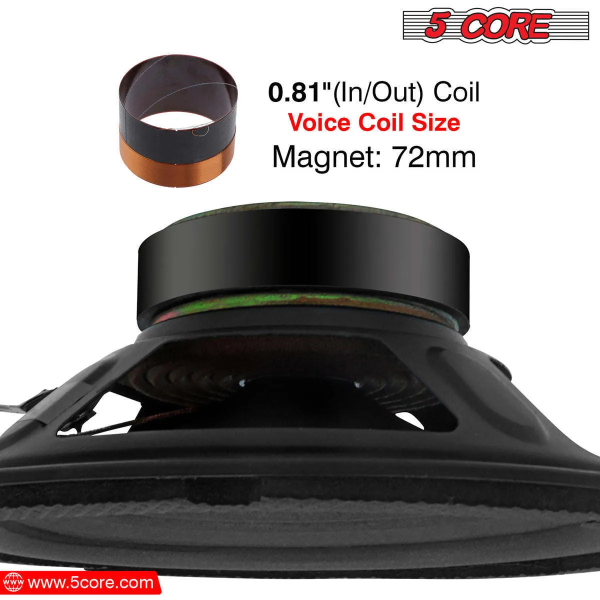 5 CORE 6 Inch Subwoofer Speaker Pair 4 OHM 300W Peak Replacement Car Audio Sub Woofer - WF 672