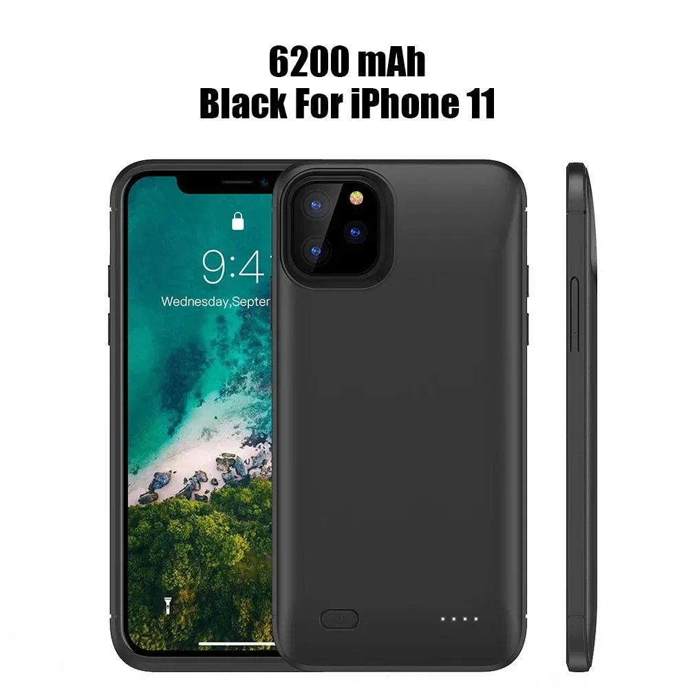 6200mAh Portable Power Bank Case for iPhone 6, 7, 8 Plus, SE 2020, X, XR, 11, 12 Pro Max - Slim Battery Charger Cover