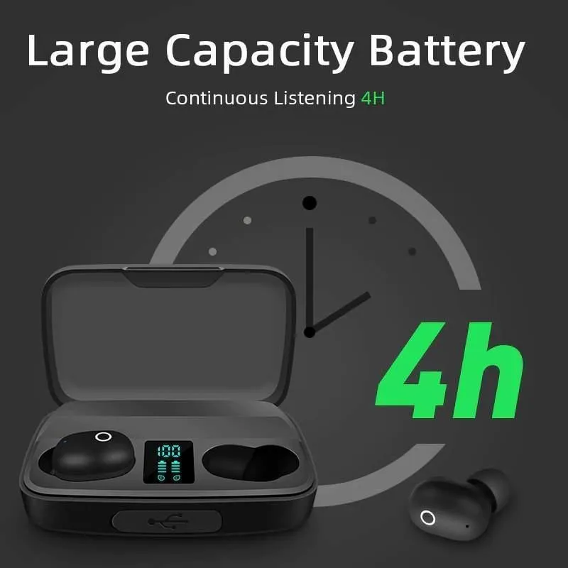 A10S Wireless Earbuds With 1800mah Mobile Power Bank