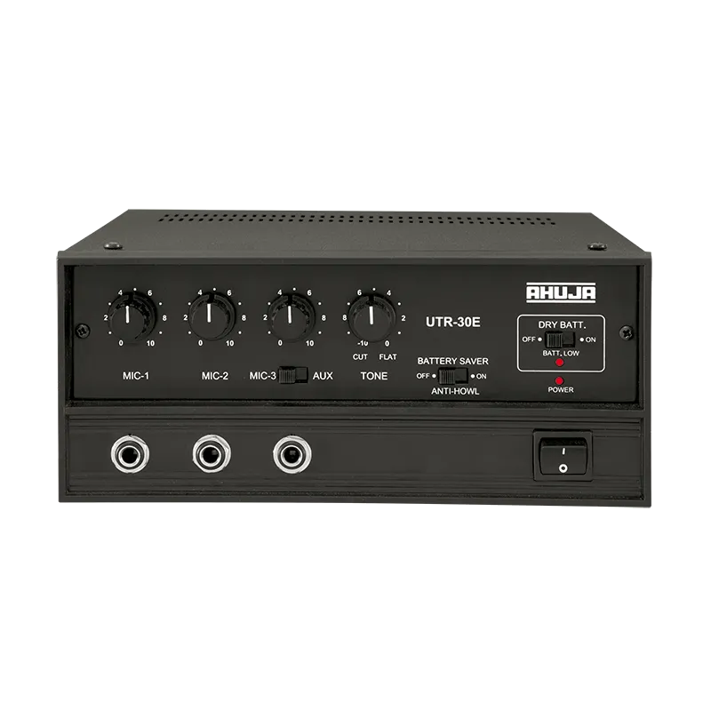 Ahuja PA Amplifier 25W RMS w/ 3-Microphone 1-Aux Input and Impedance Output - UTR30E