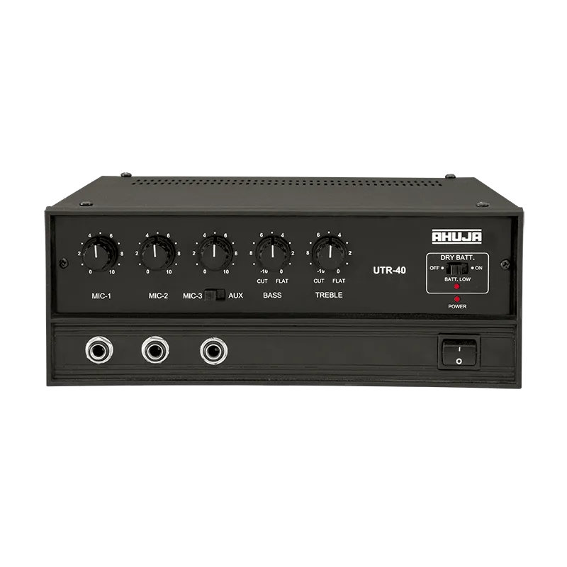 Ahuja PA Amplifier 30W RMS w/ 3-Microphone 1-Aux Input and Impedance Output - UTR40