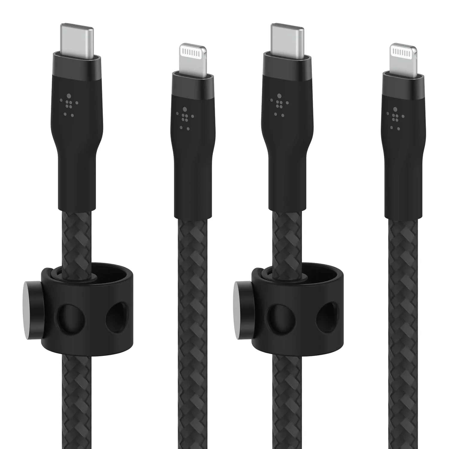 Belkin Boostcharge Pro Flex Braided USB Type-C to Lightning Cable 2-Pack (2M/6.6Ft), Mfi-Certified 20W Fast Charging PD Power Delivery for Iphone 13, Iphone 12, Iphone 11, Ipad, and More - Black