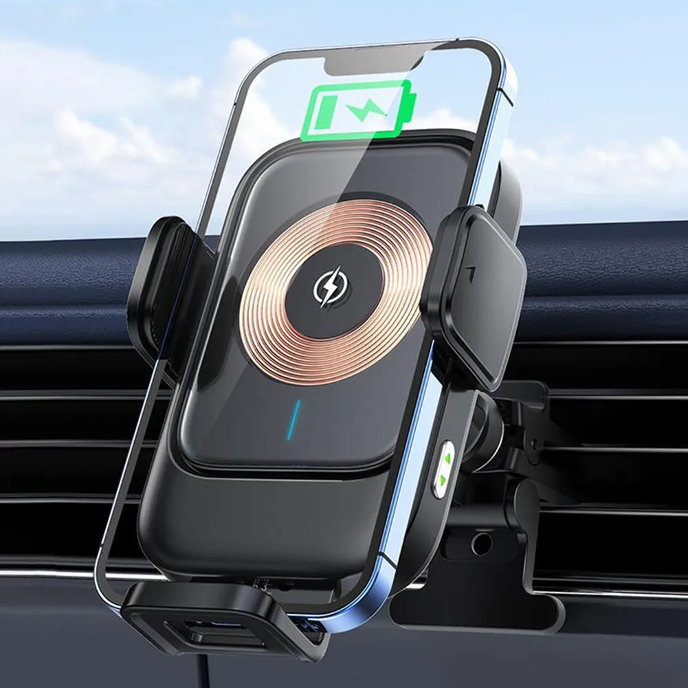 Car Phone Holder 15w Fast Charge Wireless Charger Smart Sensor
