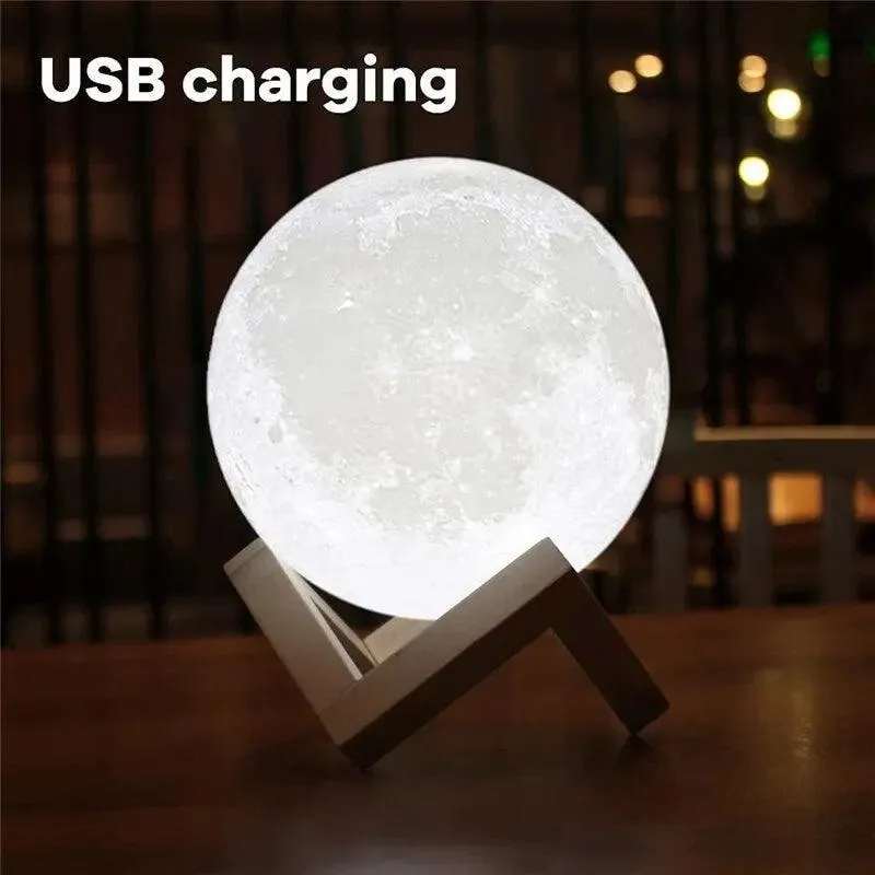 Celestial Touch Control Rechargeable Moon Lamp: 3D Printed LED Night Light