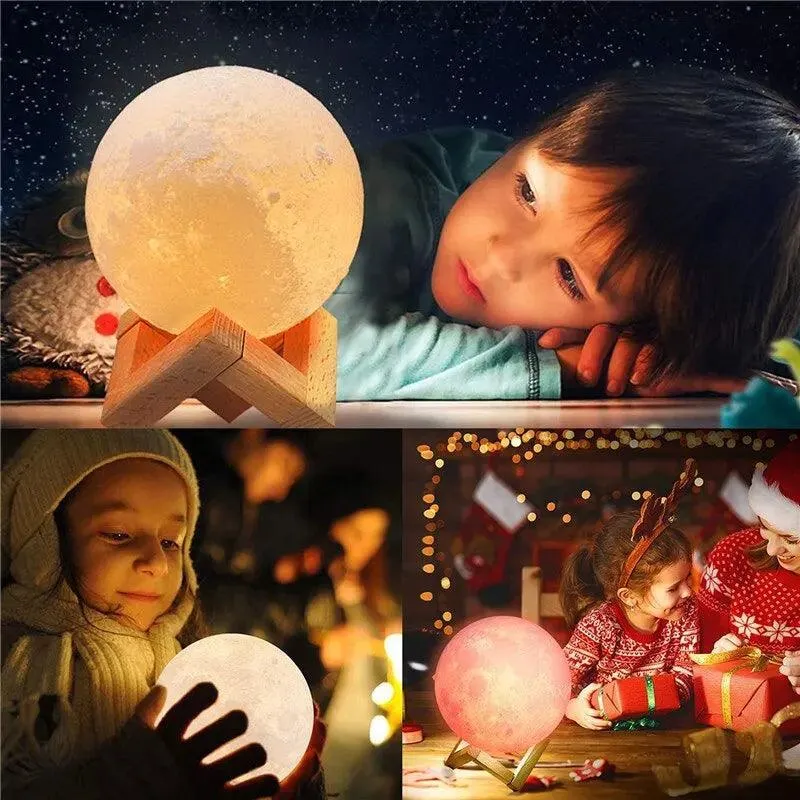 Celestial Touch Control Rechargeable Moon Lamp: 3D Printed LED Night Light