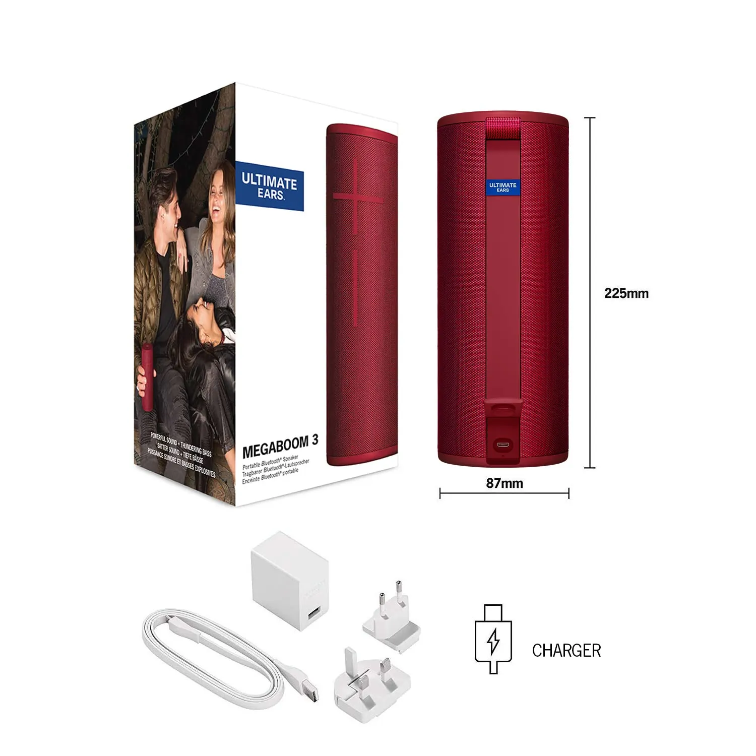 Certified Refurbished - Ultimate Ears MEGABOOM 3 Portable Bluetooth Speaker System - Red