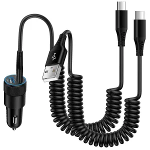 cozy AILKIN Car Charger,Type C Car Charger Adapter 3.4A Dual USB Car Charger with 2PACK Type C USB C Cables Car Cigarette Lighter Adapter Socket Charger with 6ft Type C Fast Coiled Charging Cord