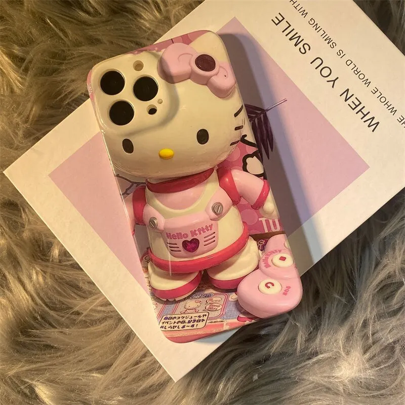 Cute Pink Trendy 3D Hello Kitty Astronaut Design Soft Rubber Protective Shockproof Phone Case for iPhone X XR XS 11 12 13 14 15 Pro Max Case