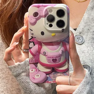Cute Pink Trendy 3D Hello Kitty Astronaut Design Soft Rubber Protective Shockproof Phone Case for iPhone X XR XS 11 12 13 14 15 Pro Max Case