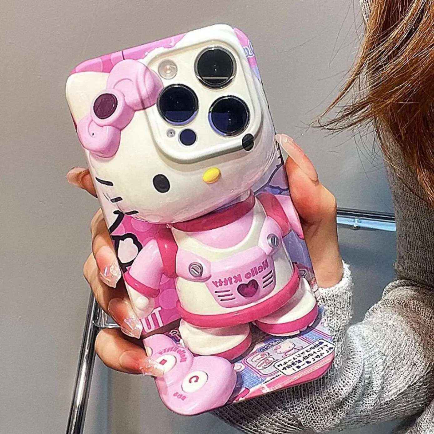 Cute Pink Trendy 3D Hello Kitty Astronaut Design Soft Rubber Protective Shockproof Phone Case for iPhone X XR XS 11 12 13 14 15 Pro Max Case