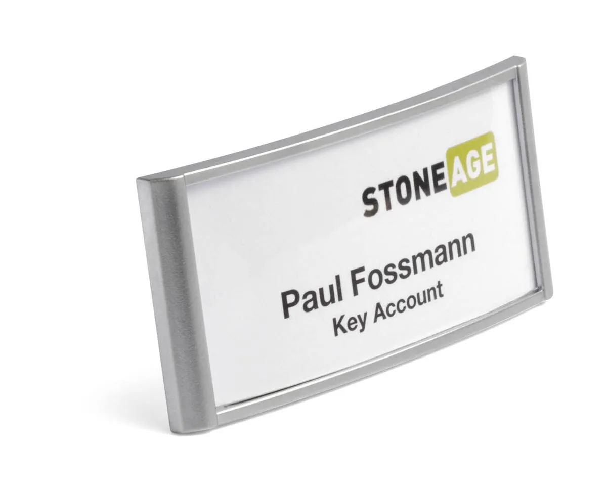 Durable Classic Clip & Pin Name Tag Badge Holders   Inserts | 10 Pack | 30x65mm