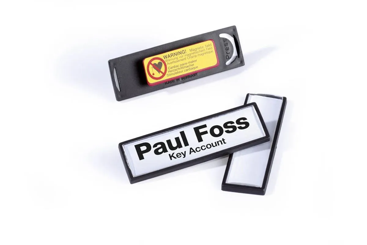 Durable Conference Magnet Name Tag Badge Holders   Inserts | 25 Pack | 17 x 67mm