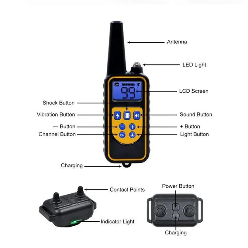 Electric Dog Training Collar: Remote Waterproof Rechargeable Beep Shock Vibration Anti Bark - Train with Confidence!