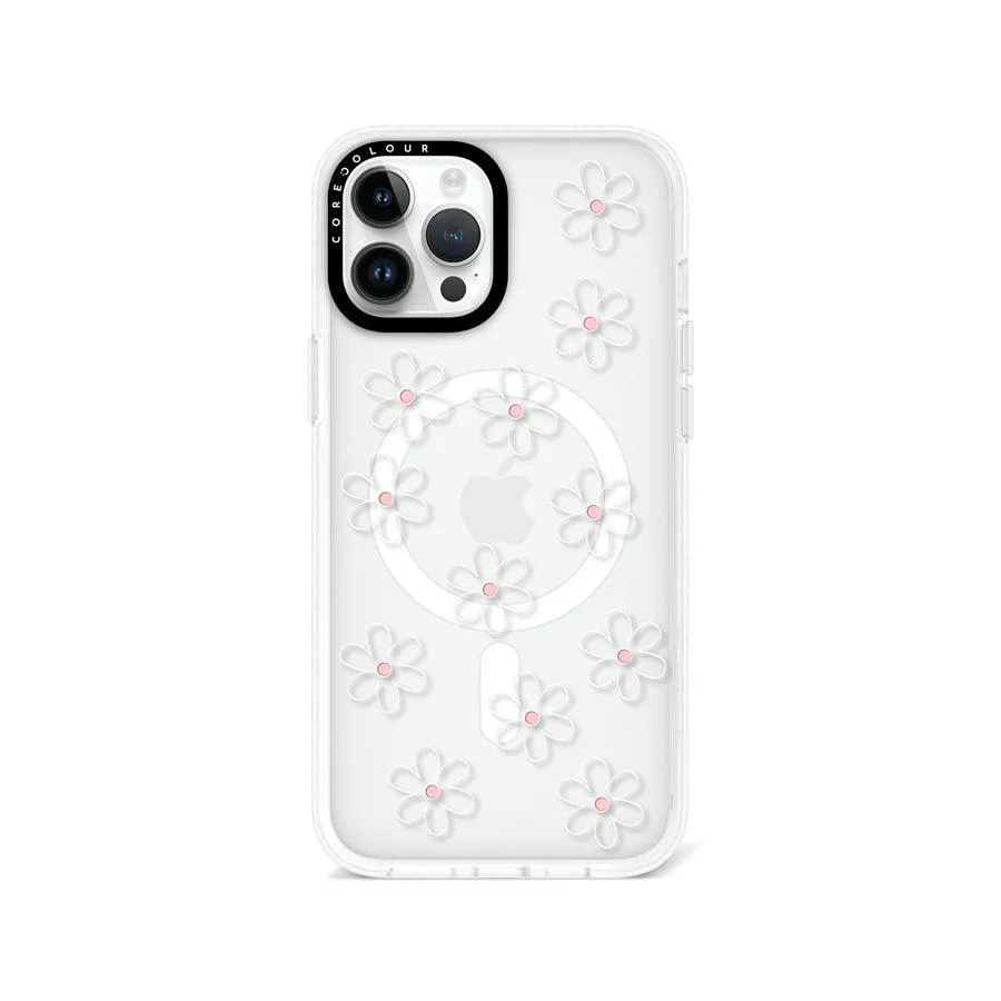 iPhone 12 Pro Max White Flower Minimal Line Phone Case MagSafe Compatible