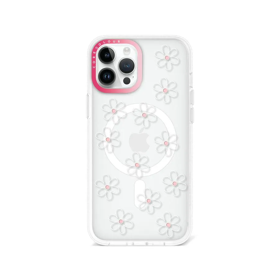 iPhone 12 Pro Max White Flower Minimal Line Phone Case MagSafe Compatible