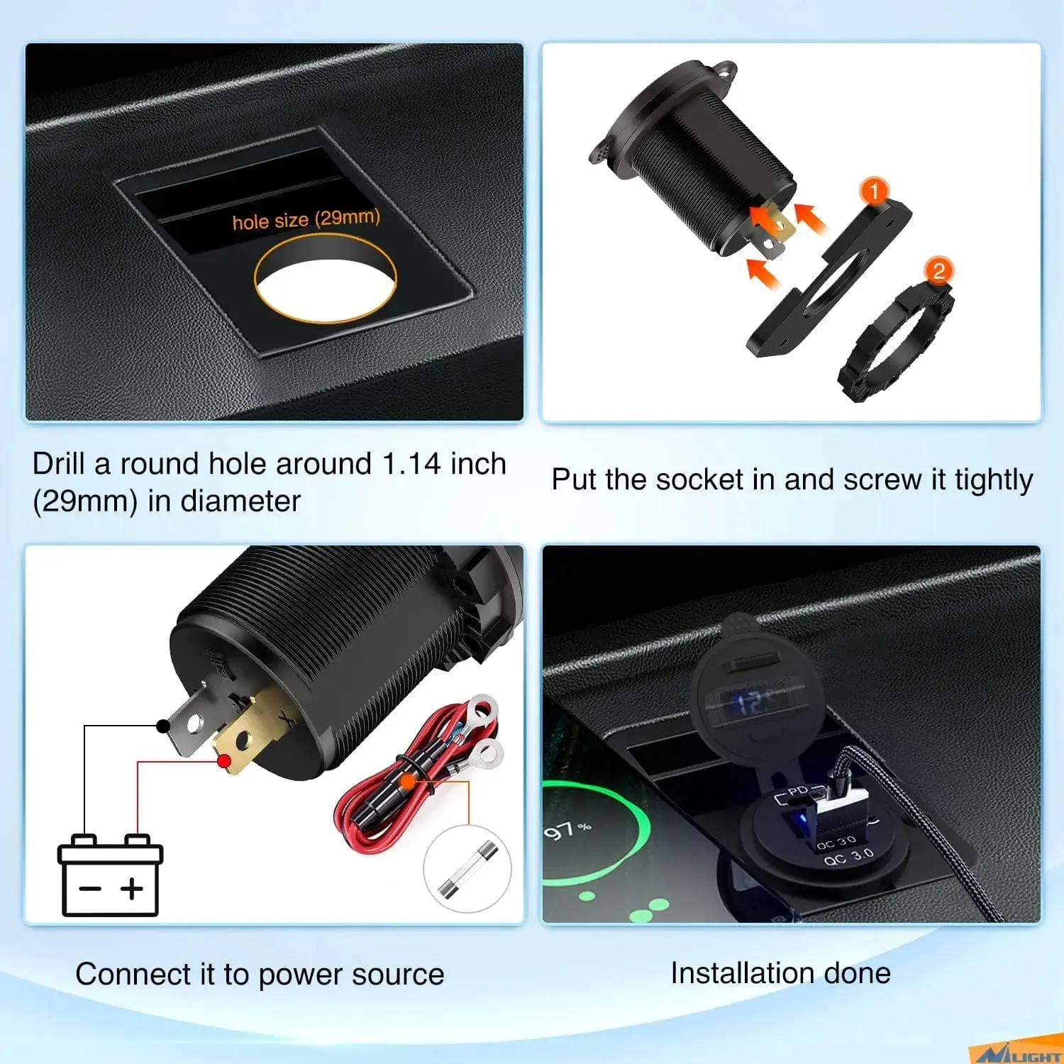 PD Type C | QC 3.0 USB Charger Voltmeter