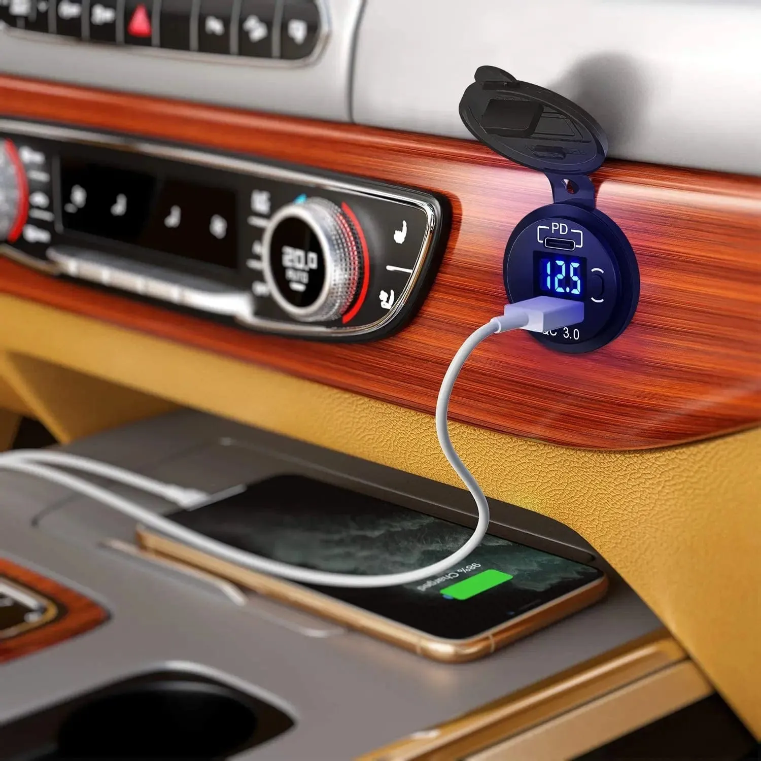 PD Type C | QC 3.0 USB Charger Voltmeter