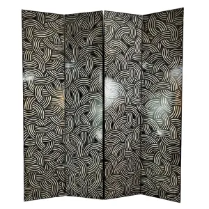 Room Divider, Folding Screen, Three Panel, Black and White Design