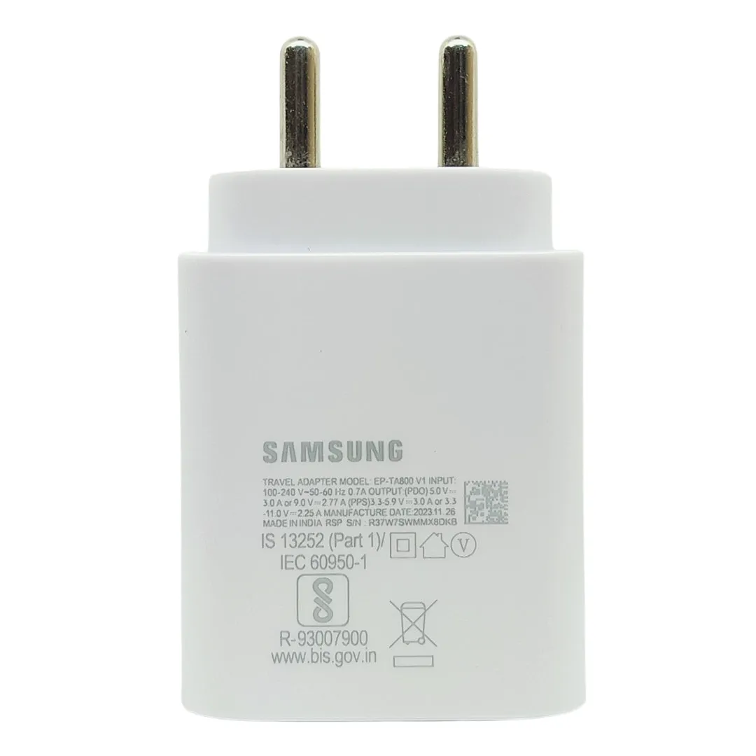 Samsung Galaxy A13 25W Type-C To Type-C Adaptive Fast Mobile Charger With Cable White