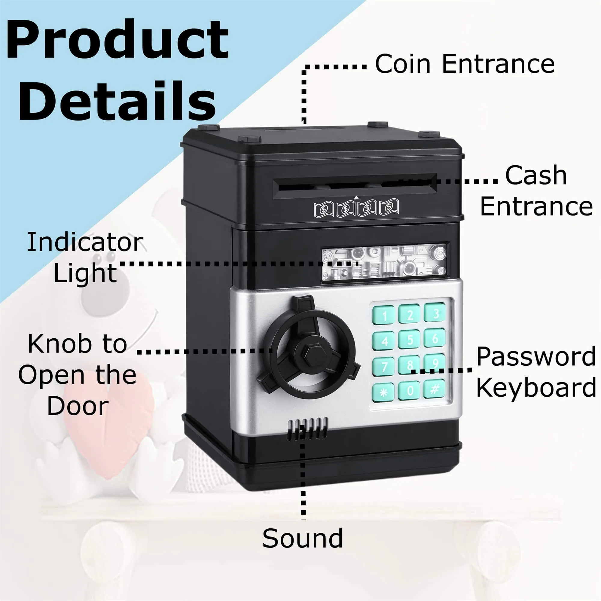 Smart Savings: Interactive ATM Piggy Bank for Kids (Black)
