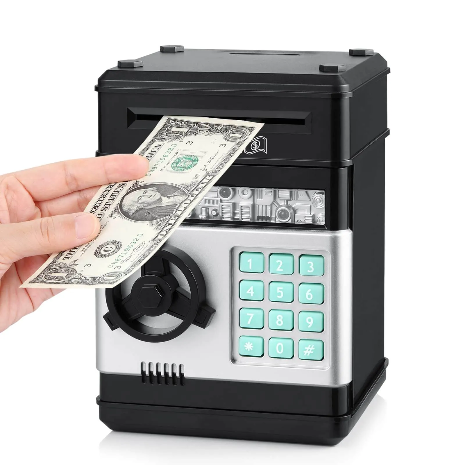 Smart Savings: Interactive ATM Piggy Bank for Kids (Black)
