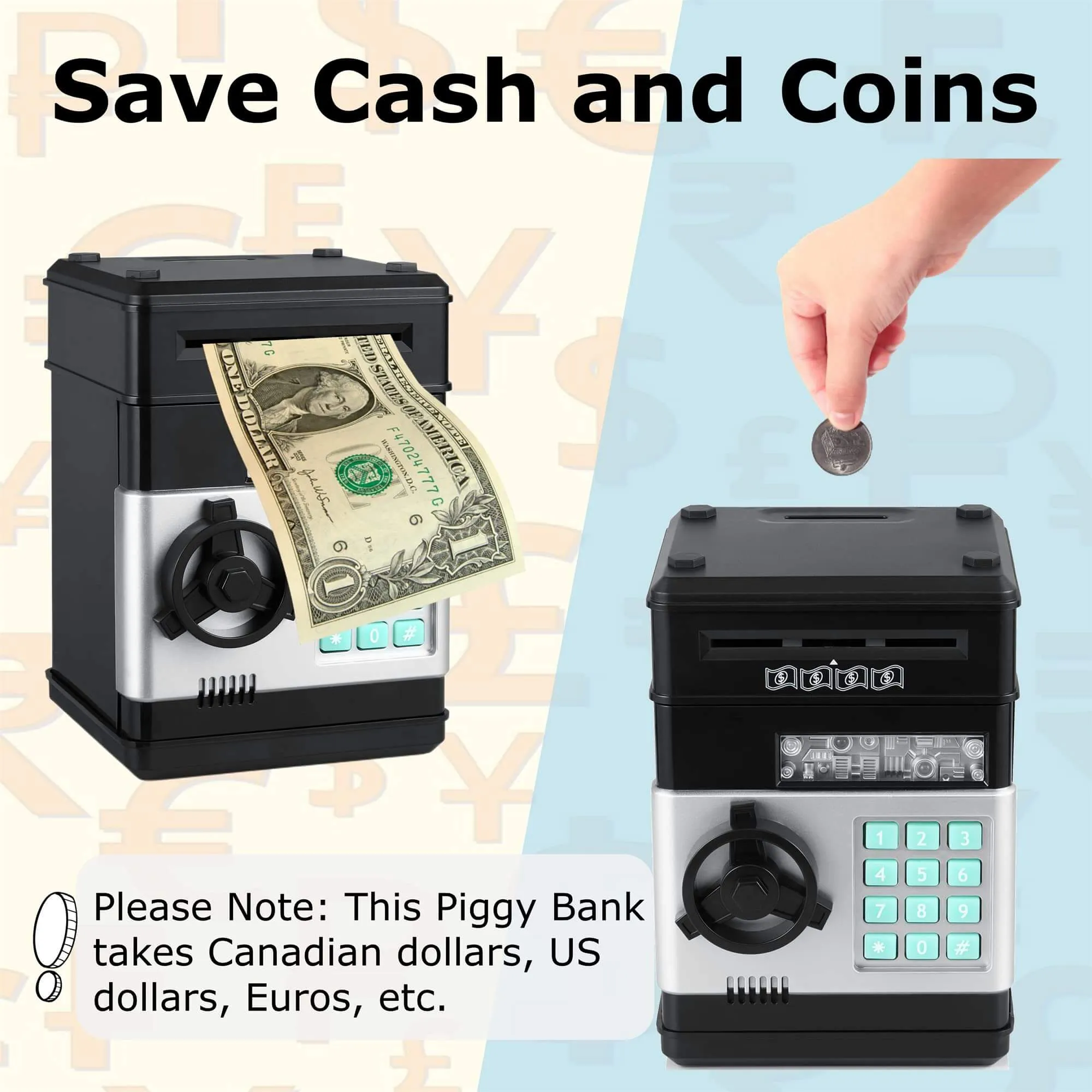 Smart Savings: Interactive ATM Piggy Bank for Kids (Black)