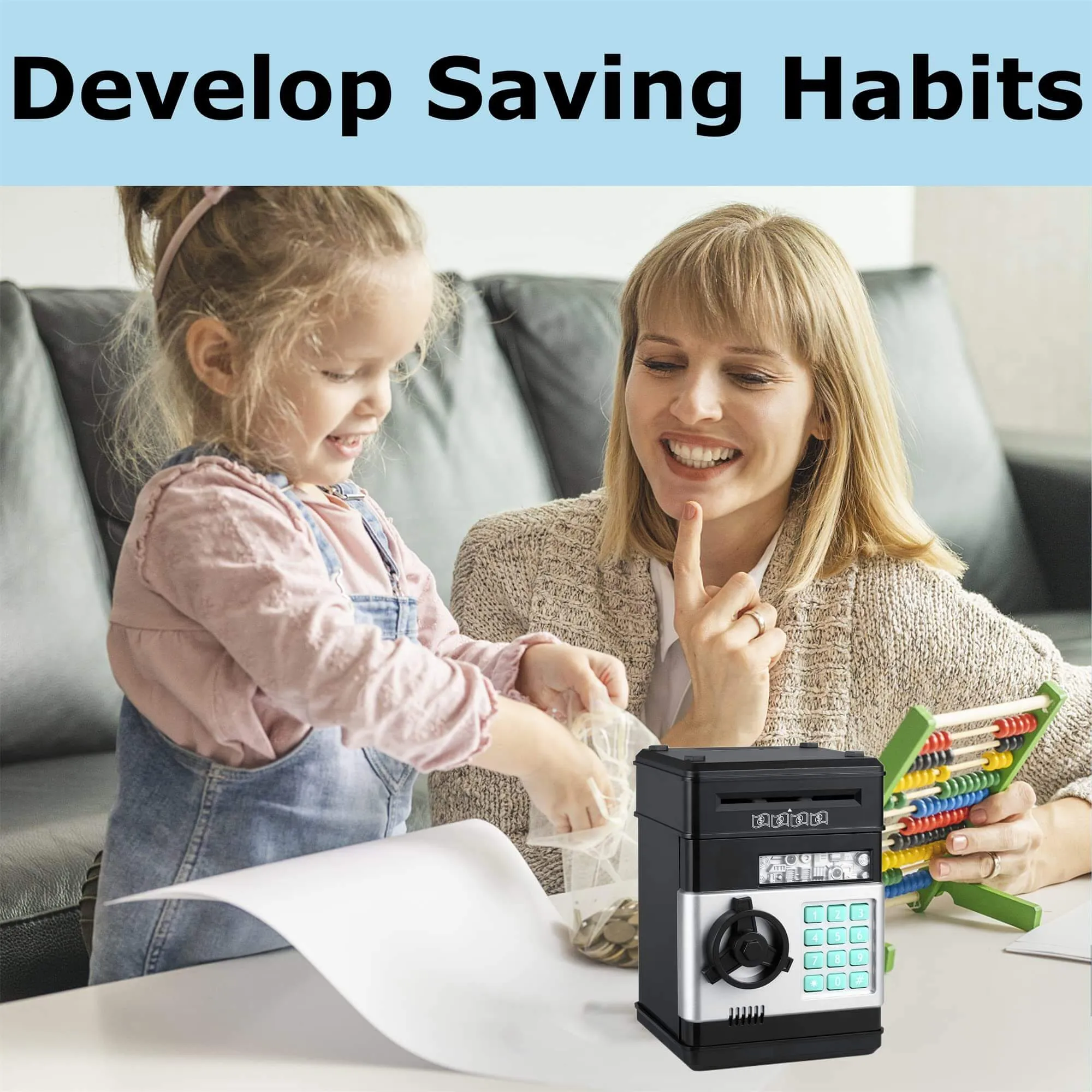 Smart Savings: Interactive ATM Piggy Bank for Kids (Black)