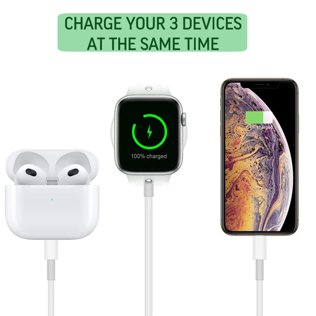 Top-Up 3 in 1 USB Watch and Phone Charger Cables
