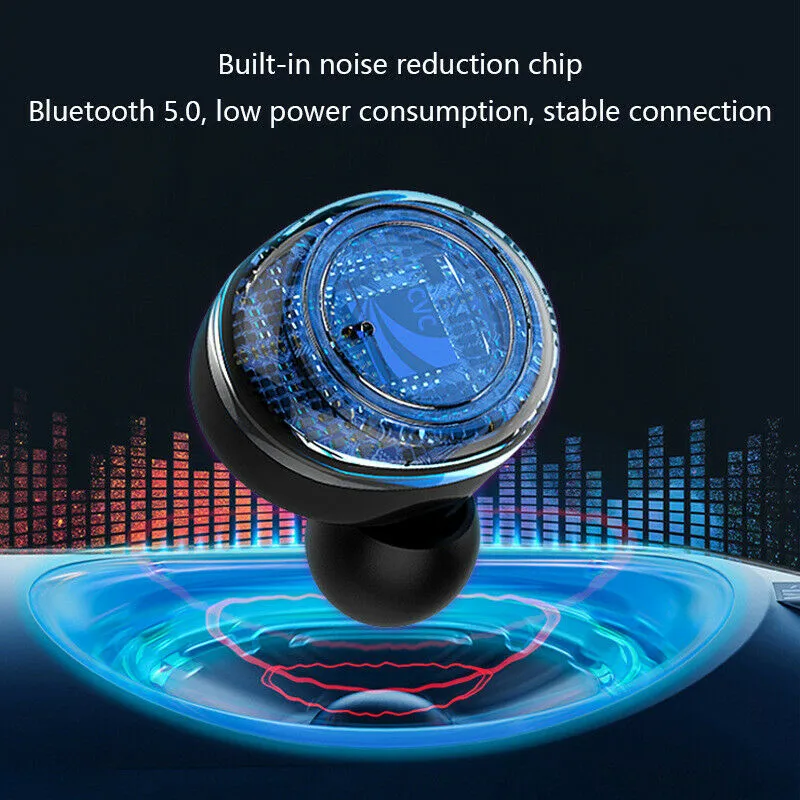 Waterproof Bluetooth 5.0 Wireless Earbuds Headphone Headset with Noise Cancelling