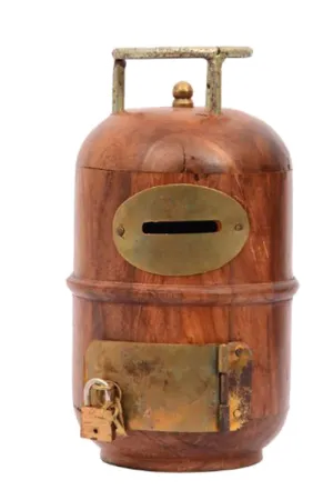 Wooden Money Bank Cylinder Shape